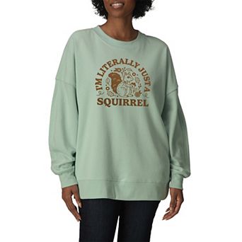 Women's I'm Literally Just A Squirrel Oversized Fleece Crew Sweatshirt