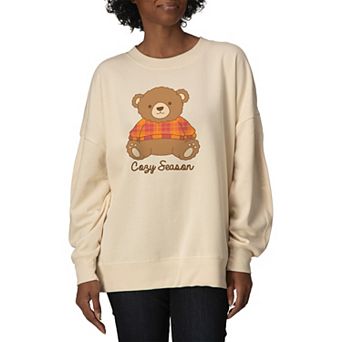 Women's Cozy Season Teddy Bear Oversized Fleece Crew Sweatshirt