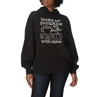Women's Books & Pumpkins Oversized Fleece Hoodie Sweatshirt