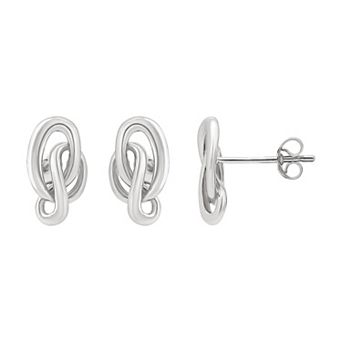 Aleure Precioso Sterling Silver Knot Stud Earrings