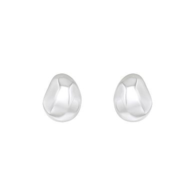 Aleure Precioso Sterling Silver Organic Shape Posted Stud Earrings