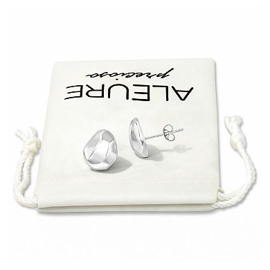 Aleure Precioso Sterling Silver Organic Shape Posted Stud Earrings