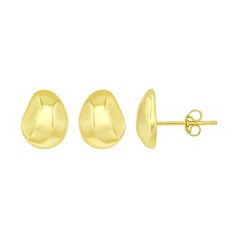 Aleure Precioso Sterling Silver Organic Shape Posted Stud Earrings