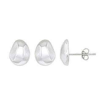 Aleure Precioso Sterling Silver Organic Shape Posted Stud Earrings