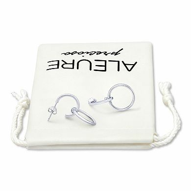 Aleure Precioso Sterling Silver Circle Drop Half Hoop Post Earrings