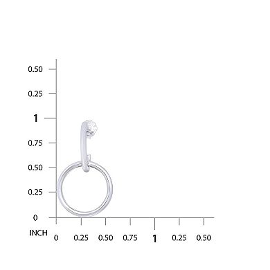 Aleure Precioso Sterling Silver Circle Drop Half Hoop Post Earrings