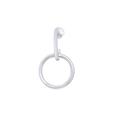 Aleure Precioso Sterling Silver Circle Drop Half Hoop Post Earrings