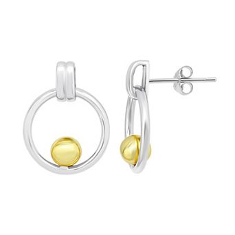 Aleure Precioso Sterling Silver Open Circle Door Knocker Style Post Earrings