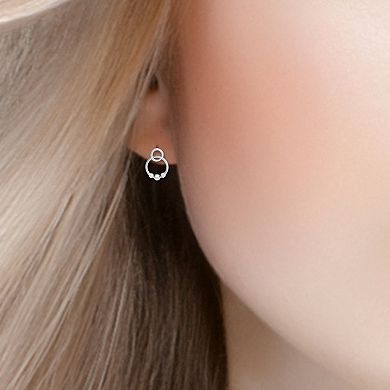 Aleure Precioso Sterling Silver Bead Circle Drop Earrings