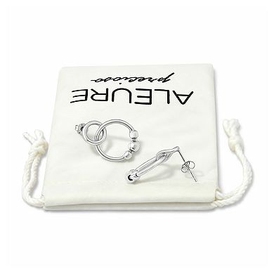 Aleure Precioso Sterling Silver Bead Circle Drop Earrings