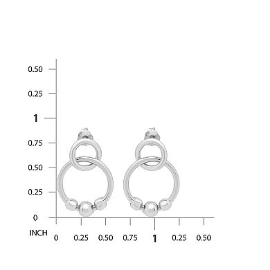 Aleure Precioso Sterling Silver Bead Circle Drop Earrings