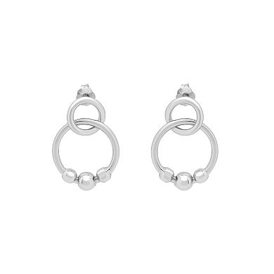 Aleure Precioso Sterling Silver Bead Circle Drop Earrings