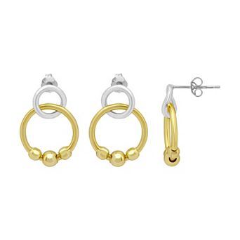 Aleure Precioso Sterling Silver Bead Circle Drop Earrings