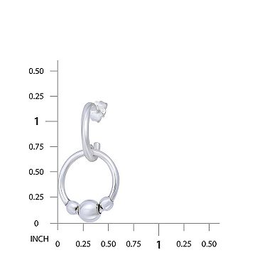Aleure Precioso Sterling Silver Circle Drop Bead Stations Earrings