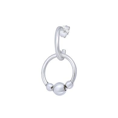 Aleure Precioso Sterling Silver Circle Drop Bead Stations Earrings