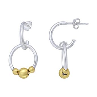 Aleure Precioso Sterling Silver Circle Drop Bead Stations Earrings