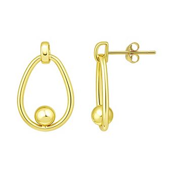 Aleure Precioso Sterling Silver Open Tubing Teardrop Shape Door Knocker Post Earrings
