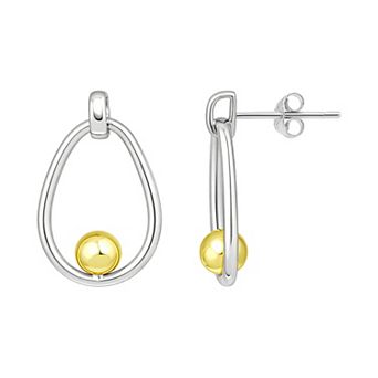 Aleure Precioso Sterling Silver Open Tubing Teardrop Shape Door Knocker Post Earrings