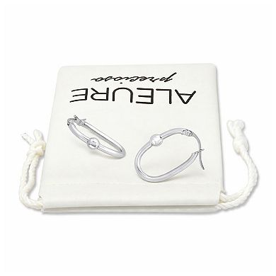 Aleure Precioso Sterling Silver Oval Hoop Earrings
