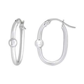 Aleure Precioso Sterling Silver Oval Hoop Earrings