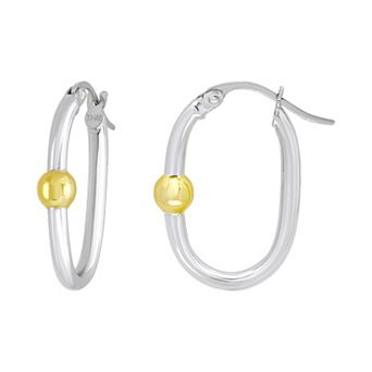 Aleure Precioso Sterling Silver Oval Hoop Earrings