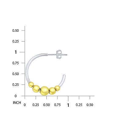 Aleure Precioso Sterling Silver Bead Tubing Post Hoop Earrings