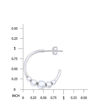 Aleure Precioso Sterling Silver Bead Tubing Post Hoop Earrings