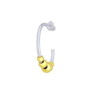 Aleure Precioso Sterling Silver Bead Tubing Post Hoop Earrings