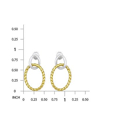 Aleure Precioso 18k Gold Over Sterling Silver Interlocking Twist Oval Post Earrings