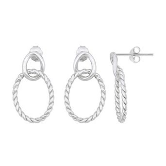Aleure Precioso 18k Gold Over Sterling Silver Interlocking Twist Oval Post Earrings