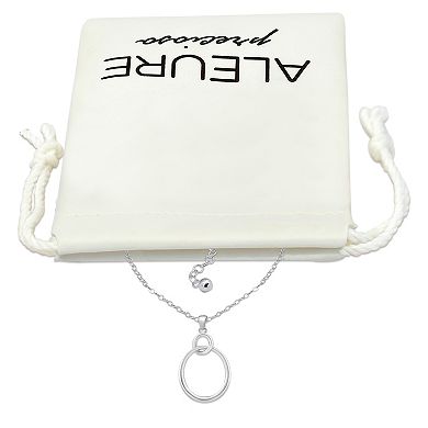 Aleure Precioso Sterling Silver Interlocking Oval Tubing Pendant Necklace