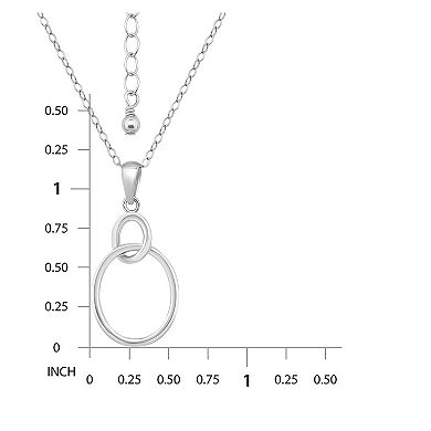 Aleure Precioso Sterling Silver Interlocking Oval Tubing Pendant Necklace