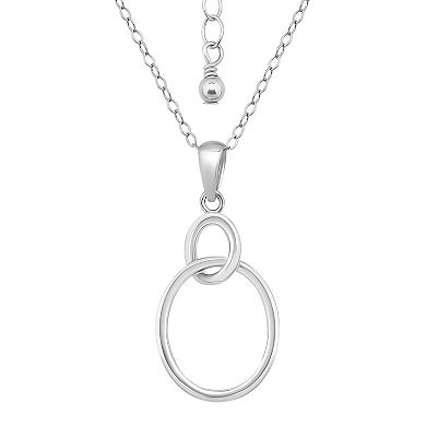 Aleure Precioso Sterling Silver Interlocking Oval Tubing Pendant Necklace
