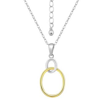 Aleure Precioso Sterling Silver Interlocking Oval Tubing Pendant Necklace