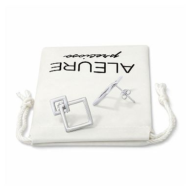 Aleure Precioso Sterling Silver Open Square Drop Earrings