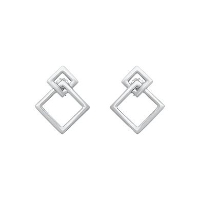 Aleure Precioso Sterling Silver Open Square Drop Earrings