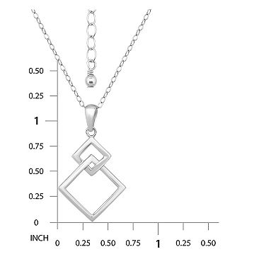 Aleure Precioso Sterling Silver Interlocking Squares Pendant Necklace