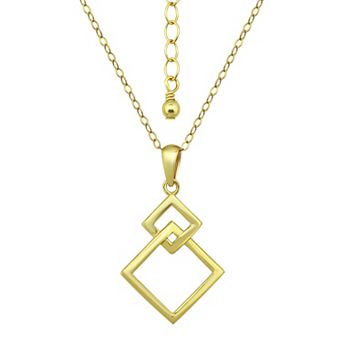 Aleure Precioso Sterling Silver Interlocking Squares Pendant Necklace