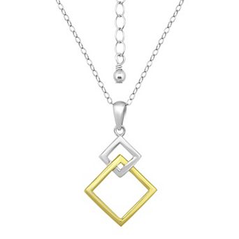Aleure Precioso Sterling Silver Interlocking Squares Pendant Necklace