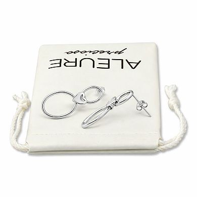 Aleure Precioso Sterling Silver Heart Connecting Drop Earrings