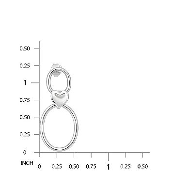 Aleure Precioso Sterling Silver Heart Connecting Drop Earrings