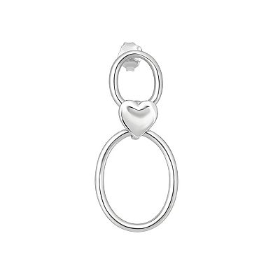 Aleure Precioso Sterling Silver Heart Connecting Drop Earrings