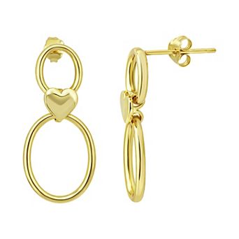 Aleure Precioso Sterling Silver Heart Connecting Drop Earrings
