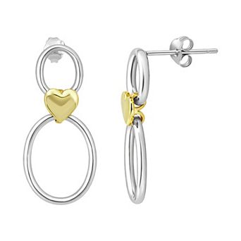 Aleure Precioso Sterling Silver Heart Connecting Drop Earrings