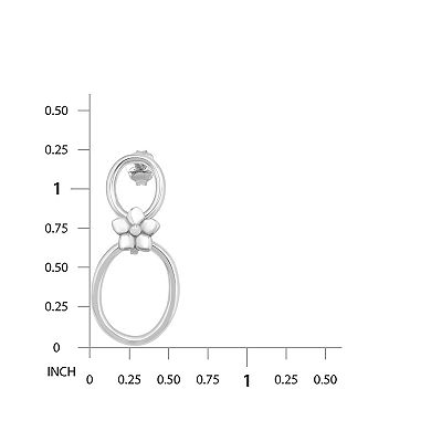 Aleure Precioso Sterling Silver Flower Connecting Drop Earrings