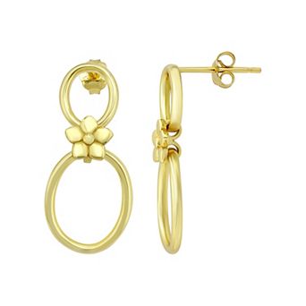 Aleure Precioso Sterling Silver Flower Connecting Drop Earrings