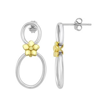 Aleure Precioso Sterling Silver Flower Connecting Drop Earrings