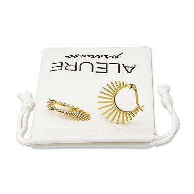 Aleure Precioso Sterling Silver Spike Design Click-It Hoop Earrings