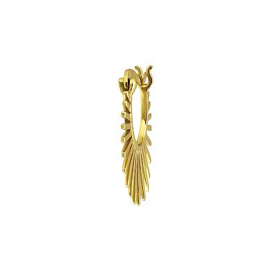 Aleure Precioso Sterling Silver Spike Design Click-It Hoop Earrings