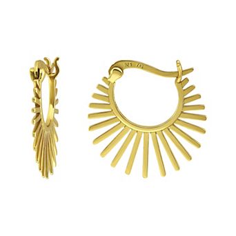 Aleure Precioso Sterling Silver Spike Design Click-It Hoop Earrings